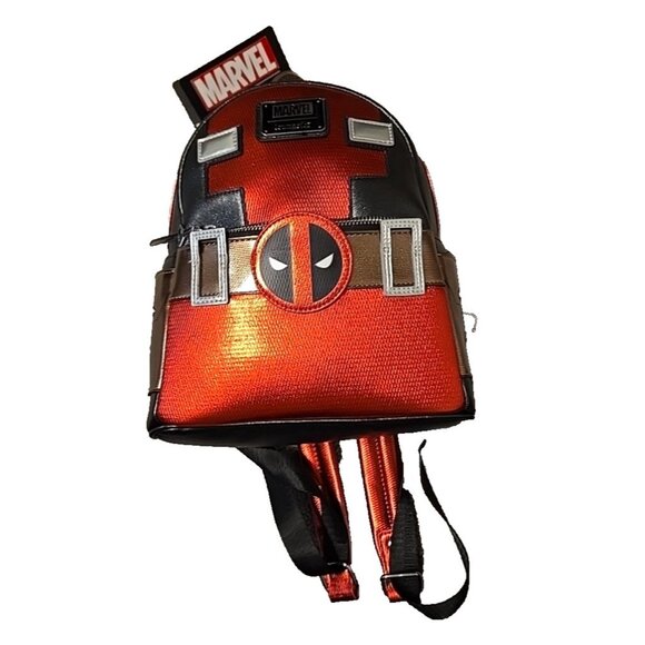 Marvel Deadpool Cosplay Mini Backpack Metallic Red Loungefly Polybag Brand New - Picture 11 of 14